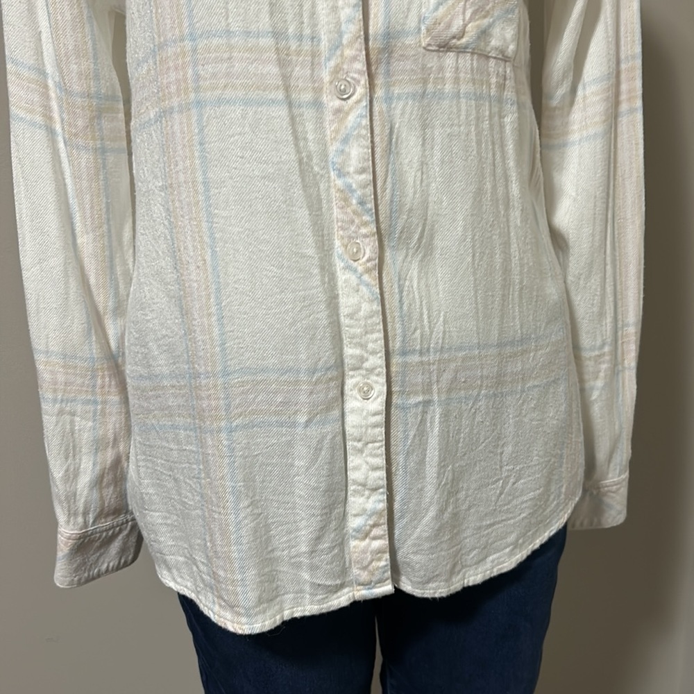 Rails Free People Flannel Hunter Buttondown Ivory… - image 5